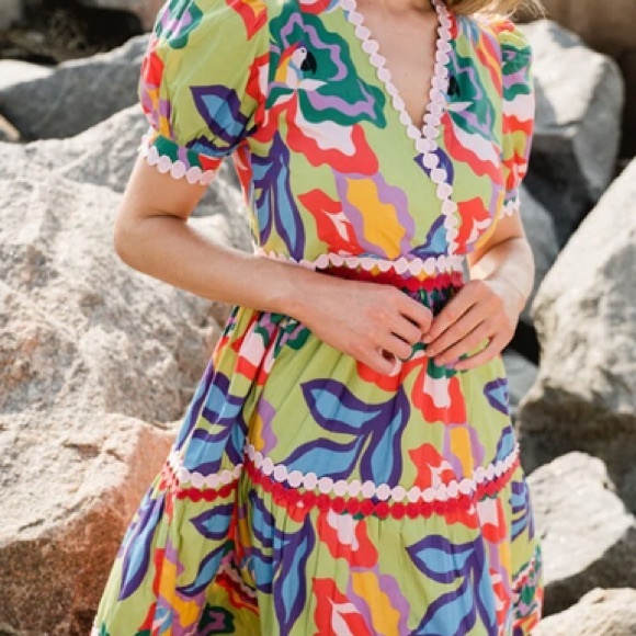 BRITON Court Gigi MAXI DRESS Tiered Ric-rac Size XS NWT - Picture 8 of 8